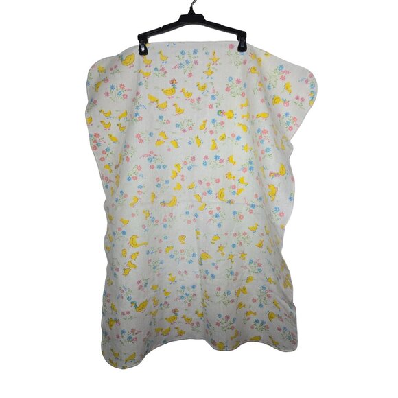 Vintage Chatham Baby Receiving Blanket Yellow Ducks & Flowers Vtg Nursery Floral - Picture 1 of 8